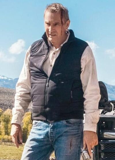 Kevin Costner Yellowstone John Dutton Black Quilted Vest
