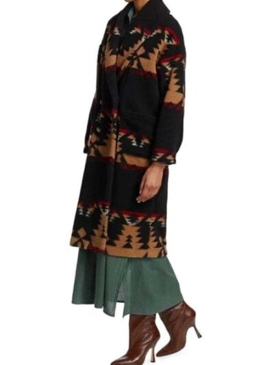 Yellowstone S05 Beth Dutton Black Printed Coat