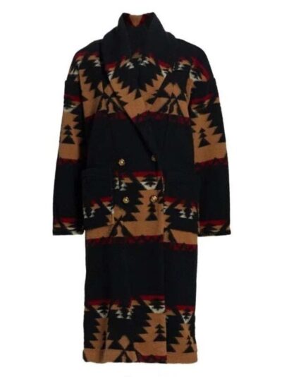 Yellowstone S05 Beth Dutton Black Printed Coat